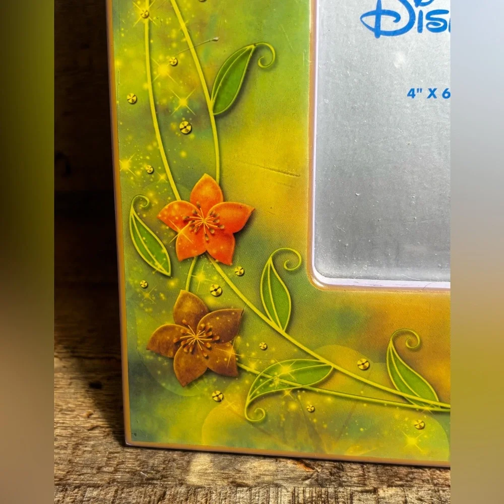 Vintage Tinkerbell Disney Store Picture Frame For 4x6 Fairy Acrylic Wood Easel